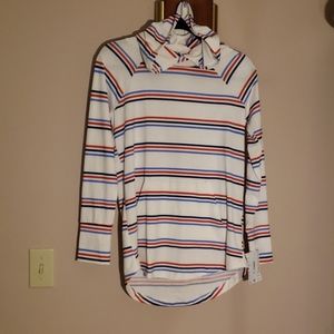 LuLaRoe Amber Hoodie Red White Blue - Small